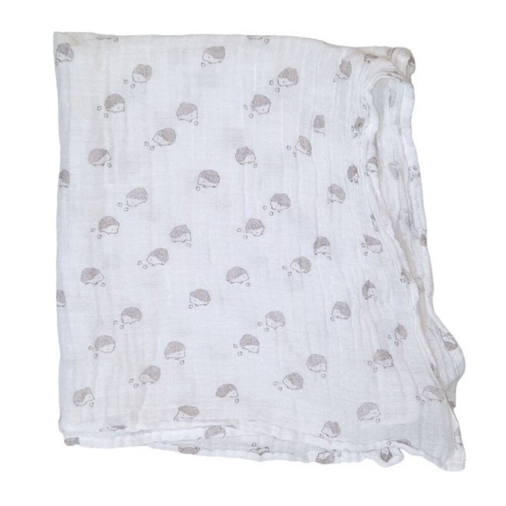 H&M Gray Hedgehog White Muslin Security Blanket Lovey 23" X 22"